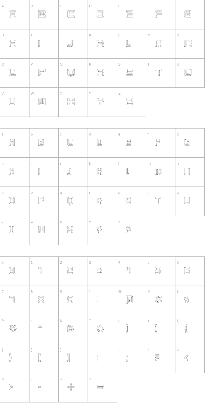 Character Map Karnivore Blue Font