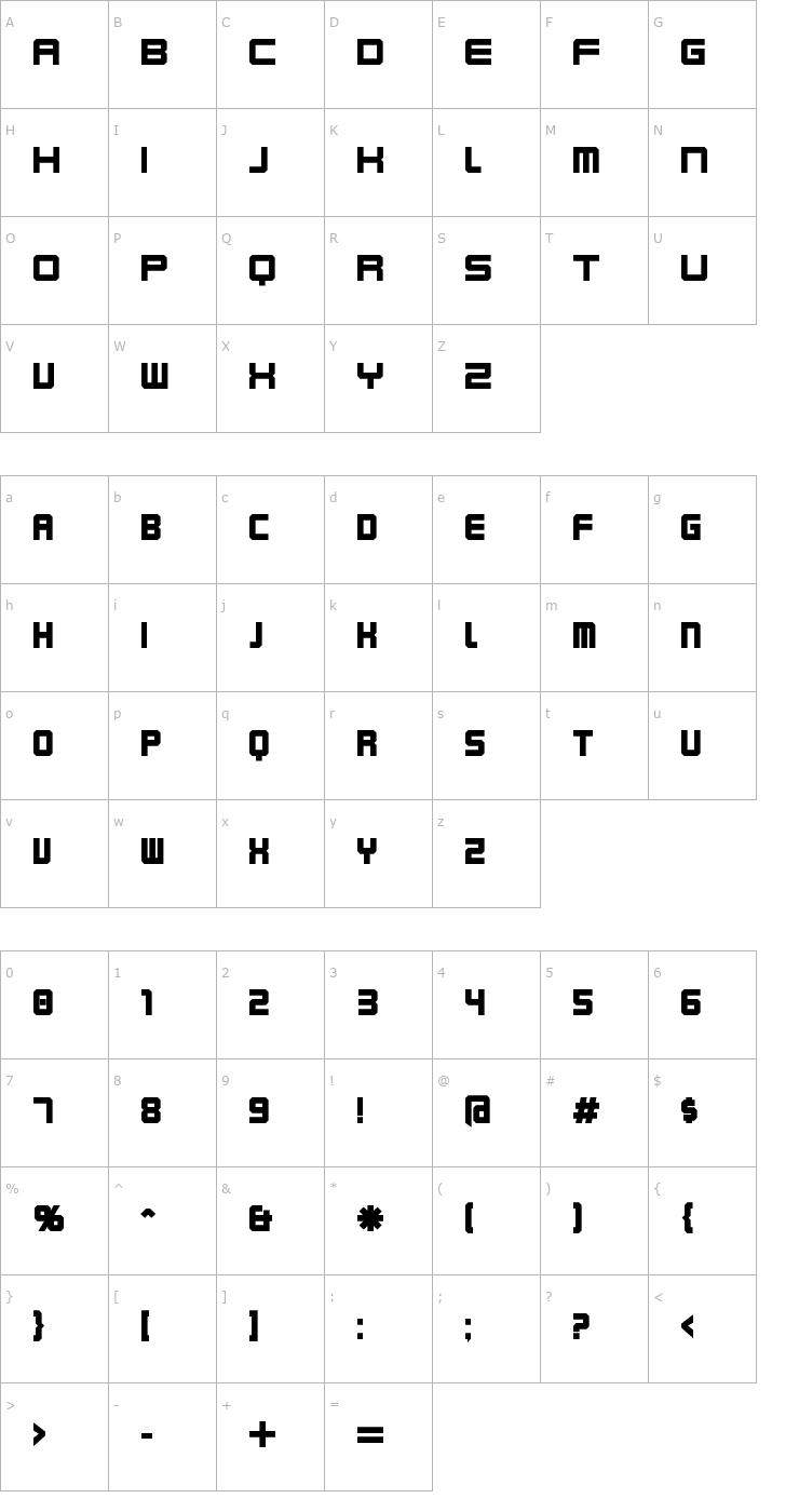 Character Map Karnivore Bold Font