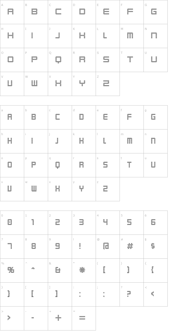 Character Map Karnivore Digit Font