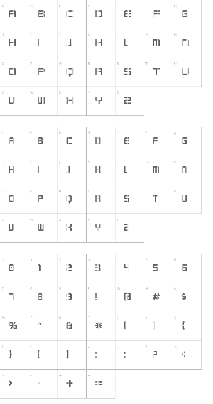 Character Map Karnivore Seven Font