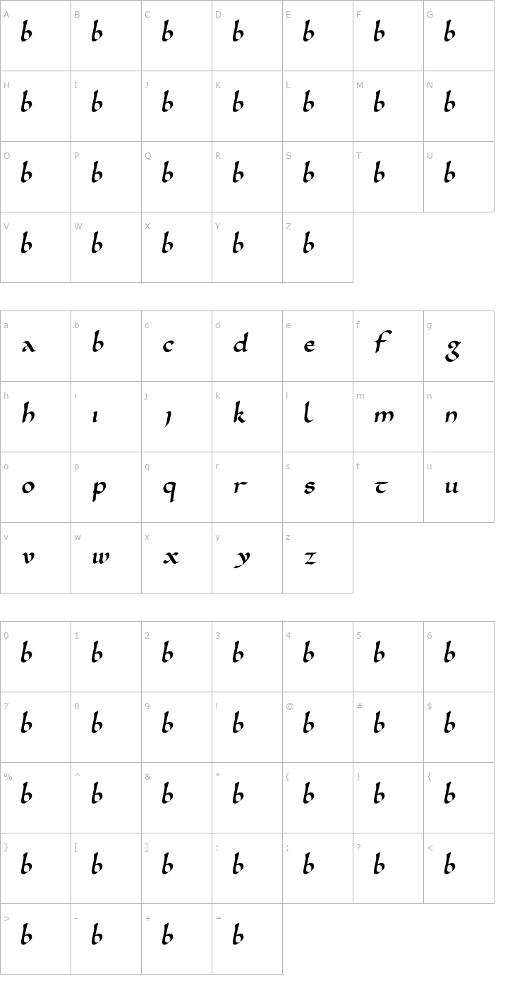 Character Map Karolingisch Font