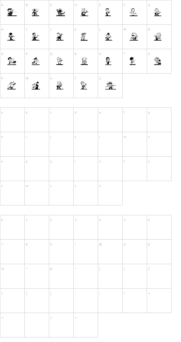 Character Map KartoonKutz Font