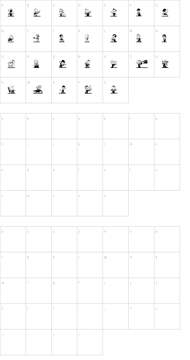 Character Map KartoonKutz2 Font