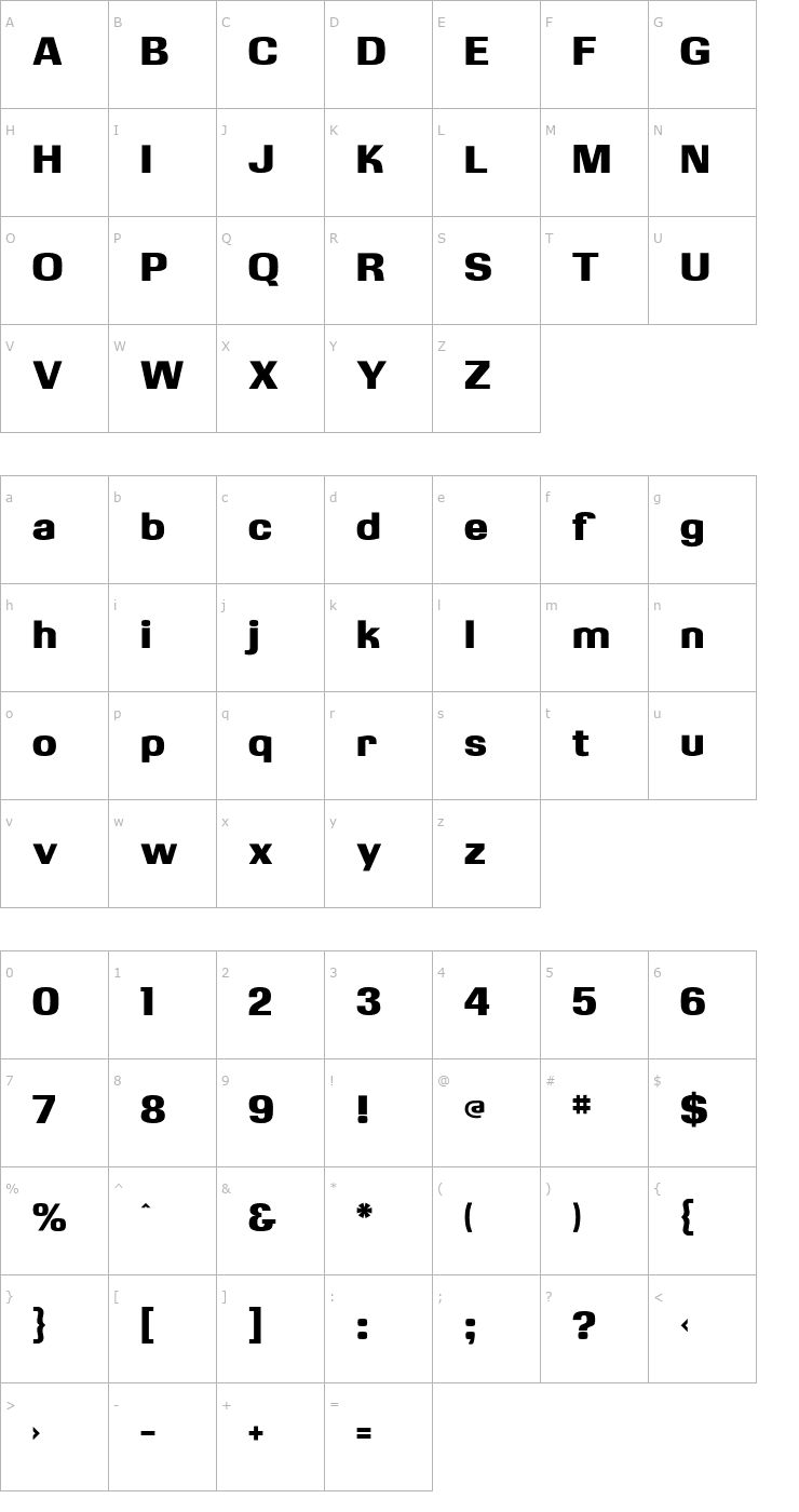 Character Map KasseUltraFLF Font