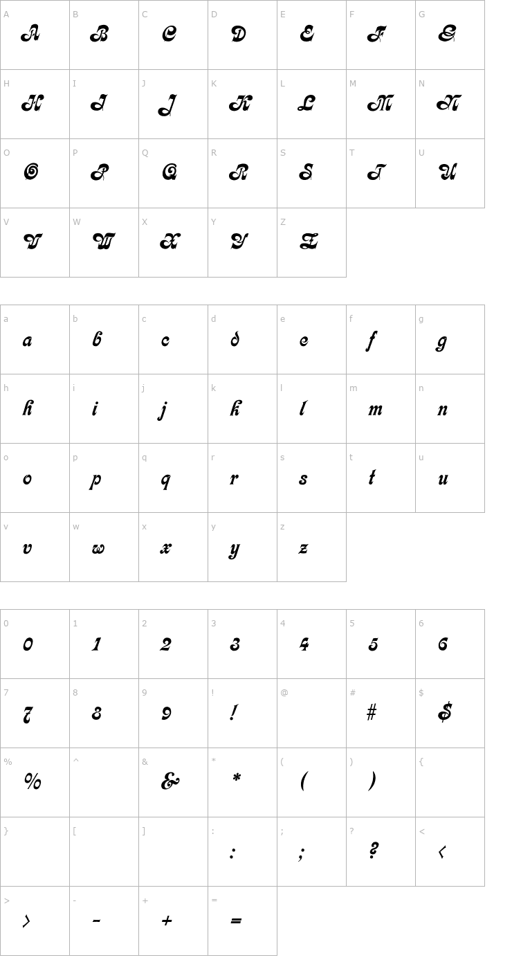 Character Map KateBecker Font