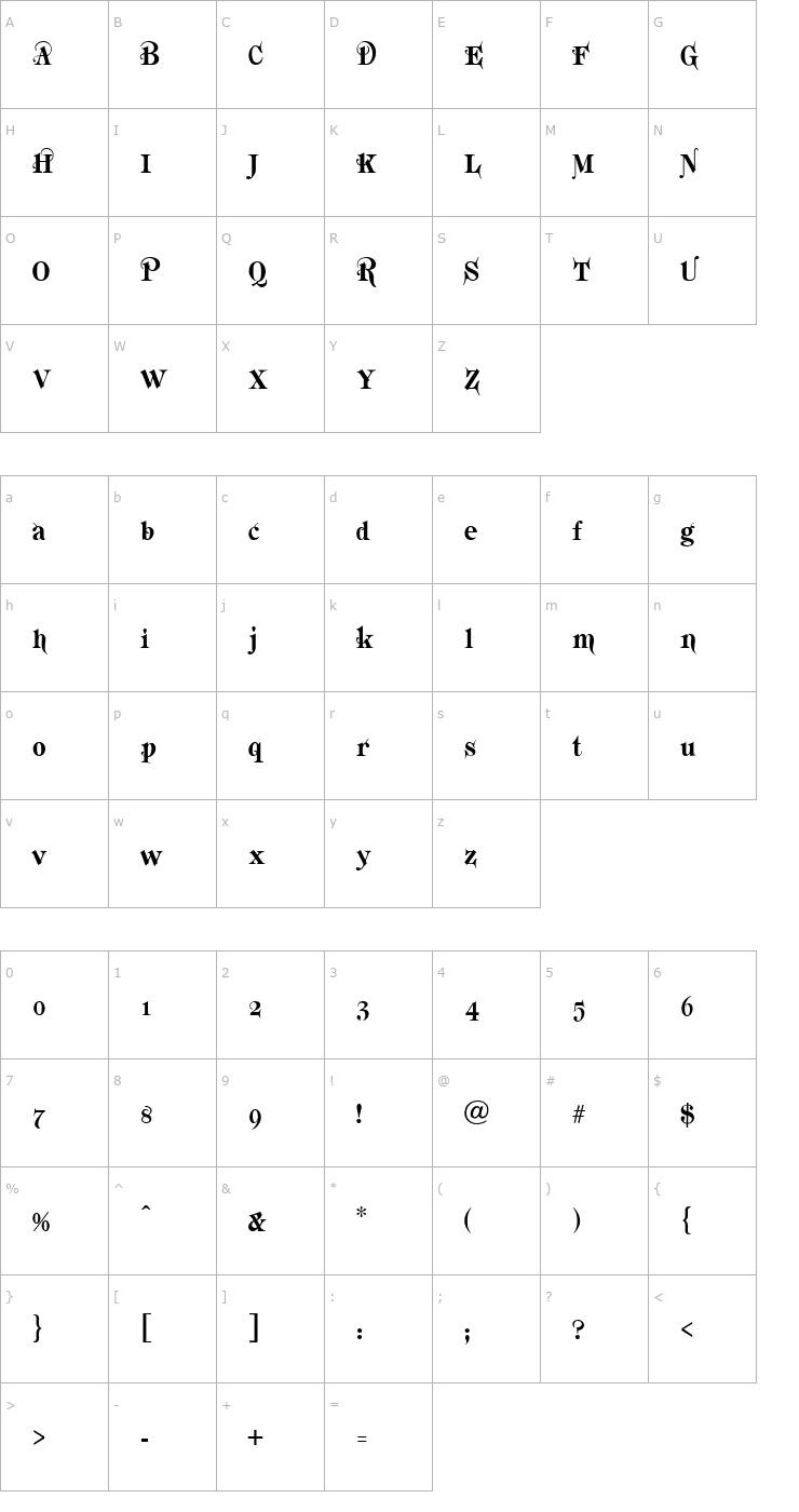 Character Map Katherine Bold Font