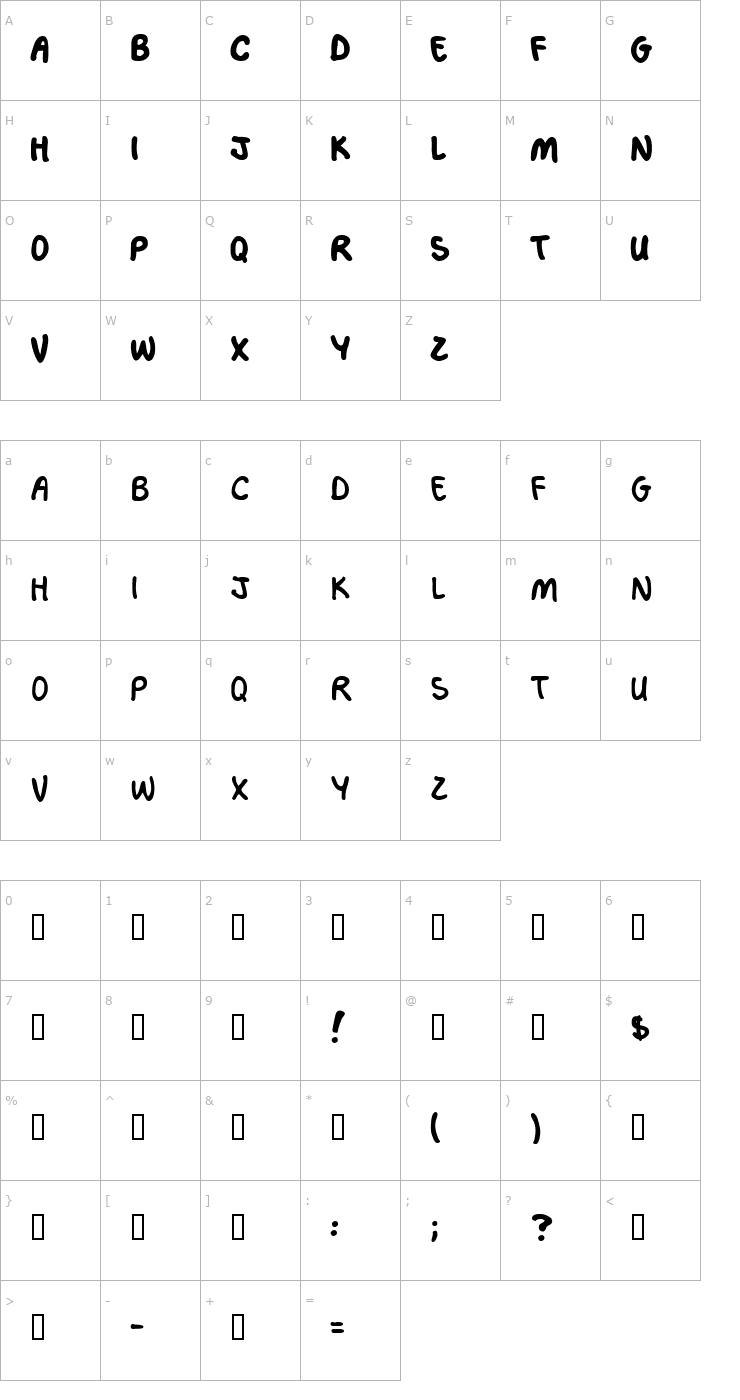 Character Map Katherine Font