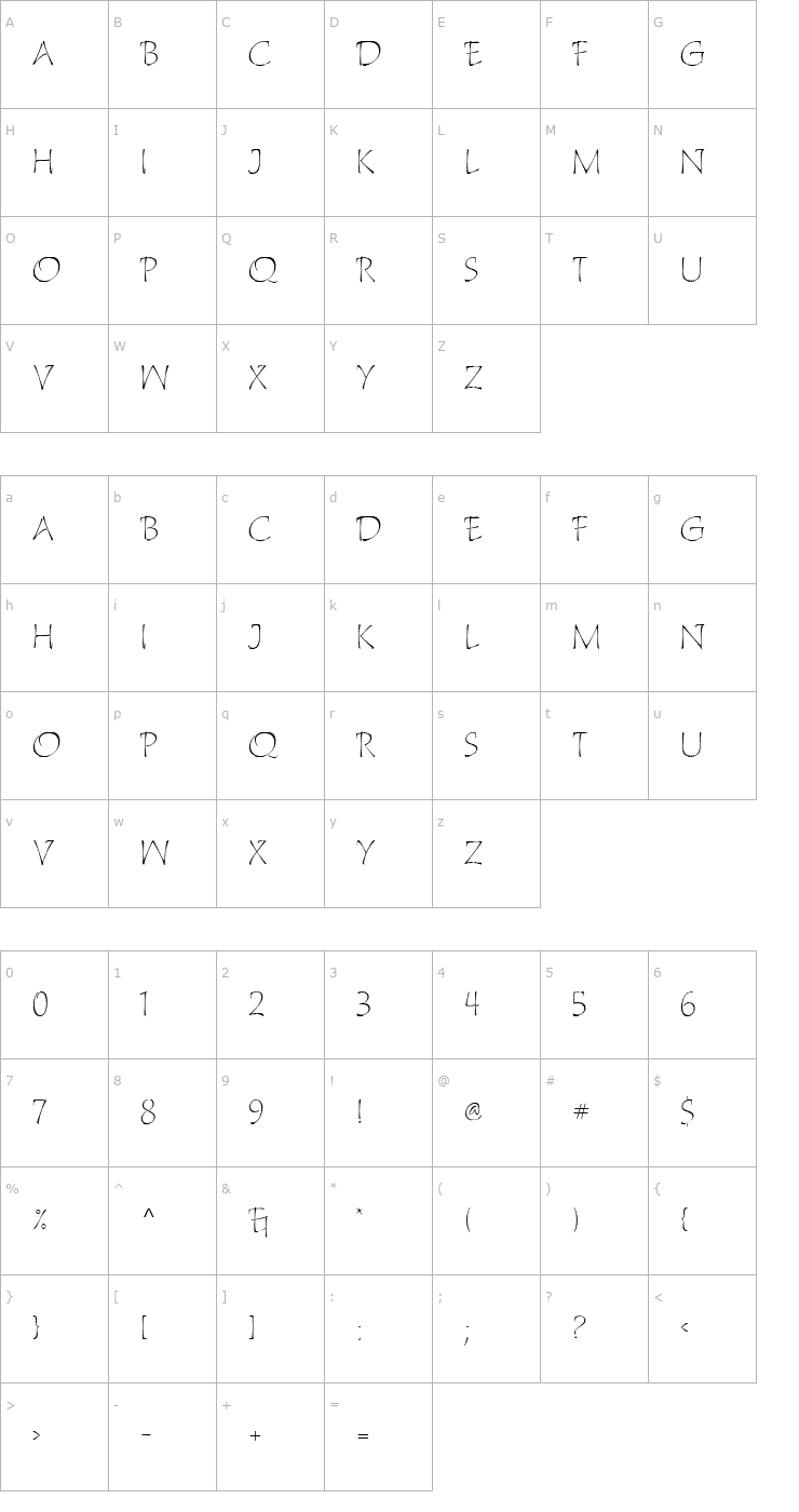 Character Map Katytude Plain Font