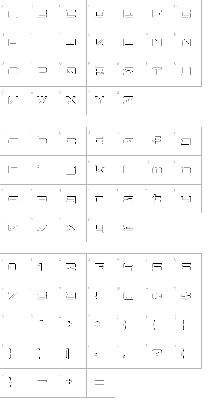 Character Map kaufhalle_blech Font