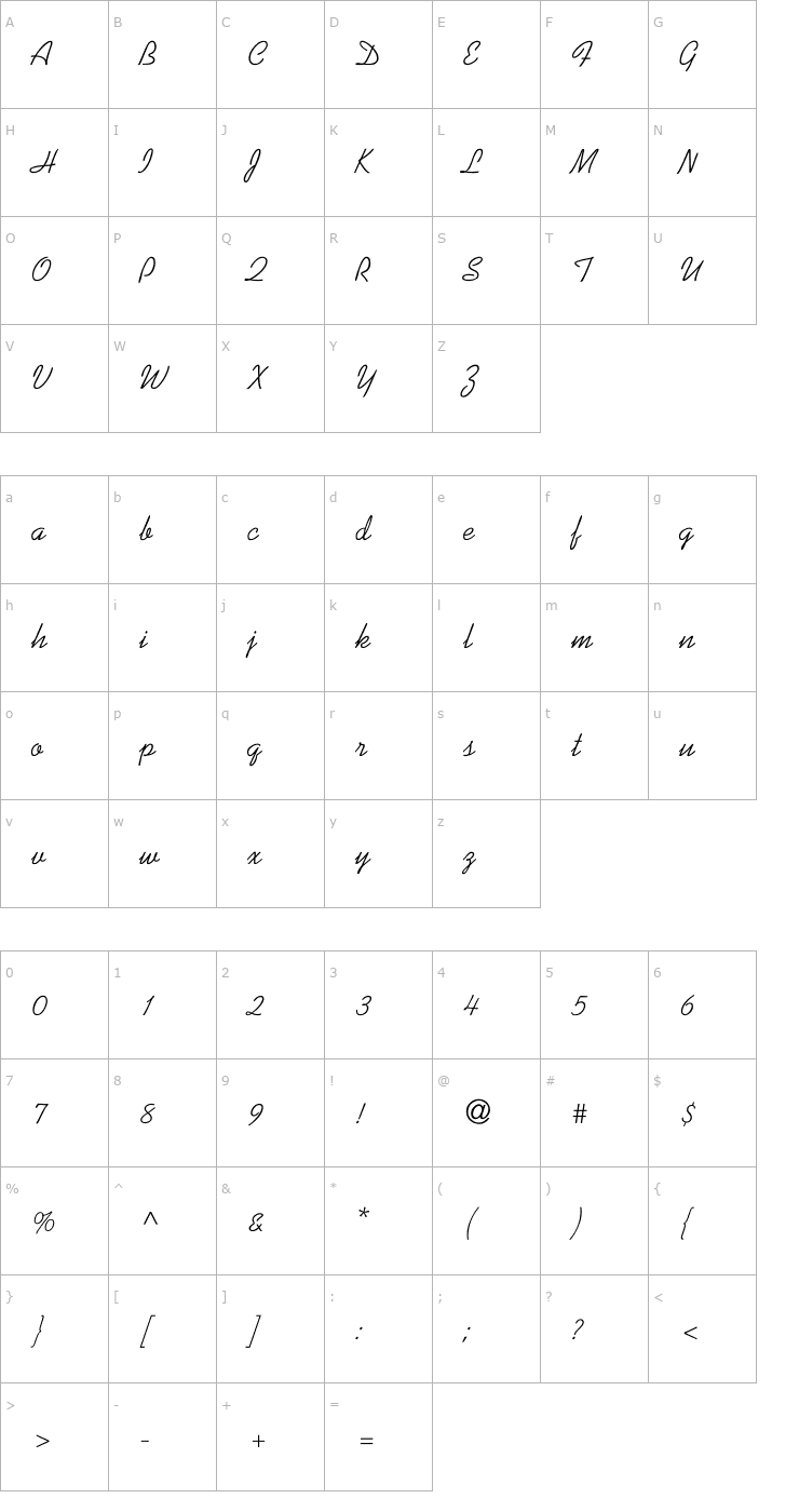 Character Map Kaufmann-Normal Font