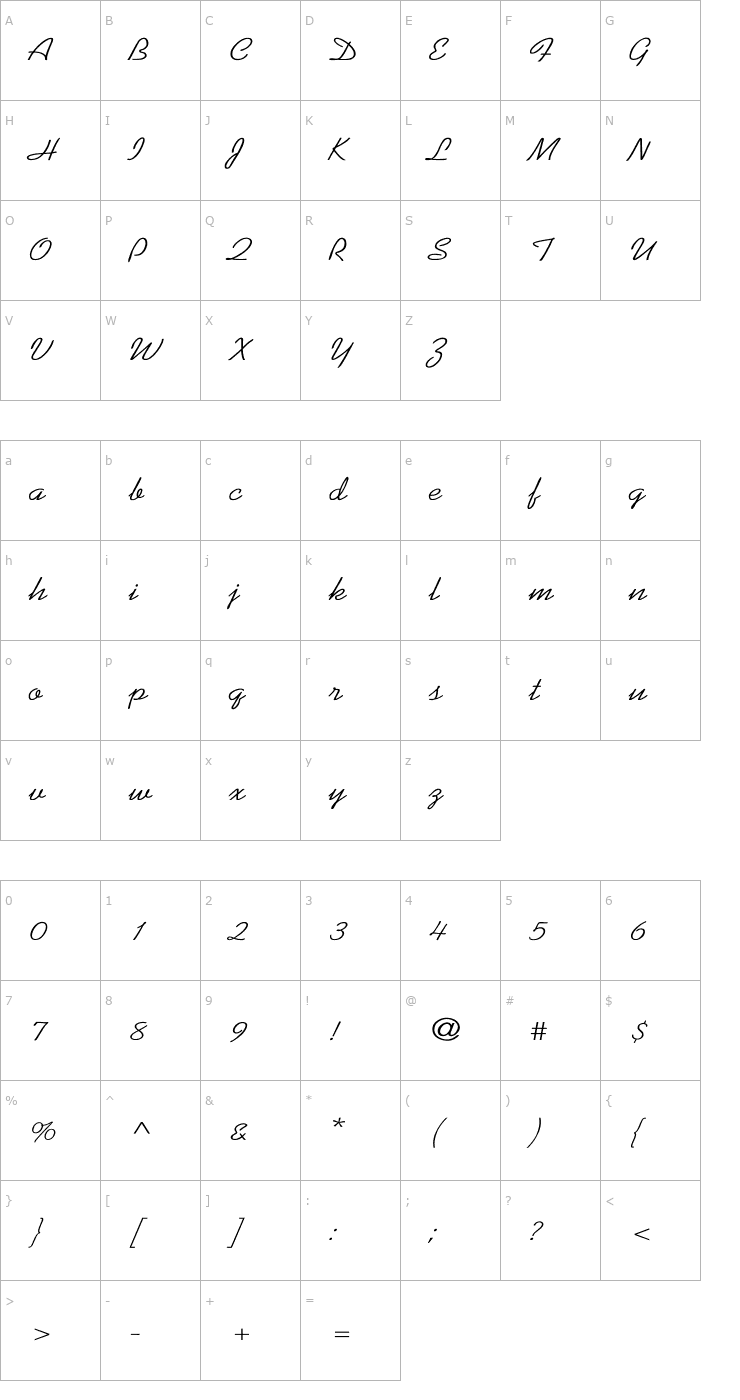 Character Map Kaufmann-Normal Wd Font
