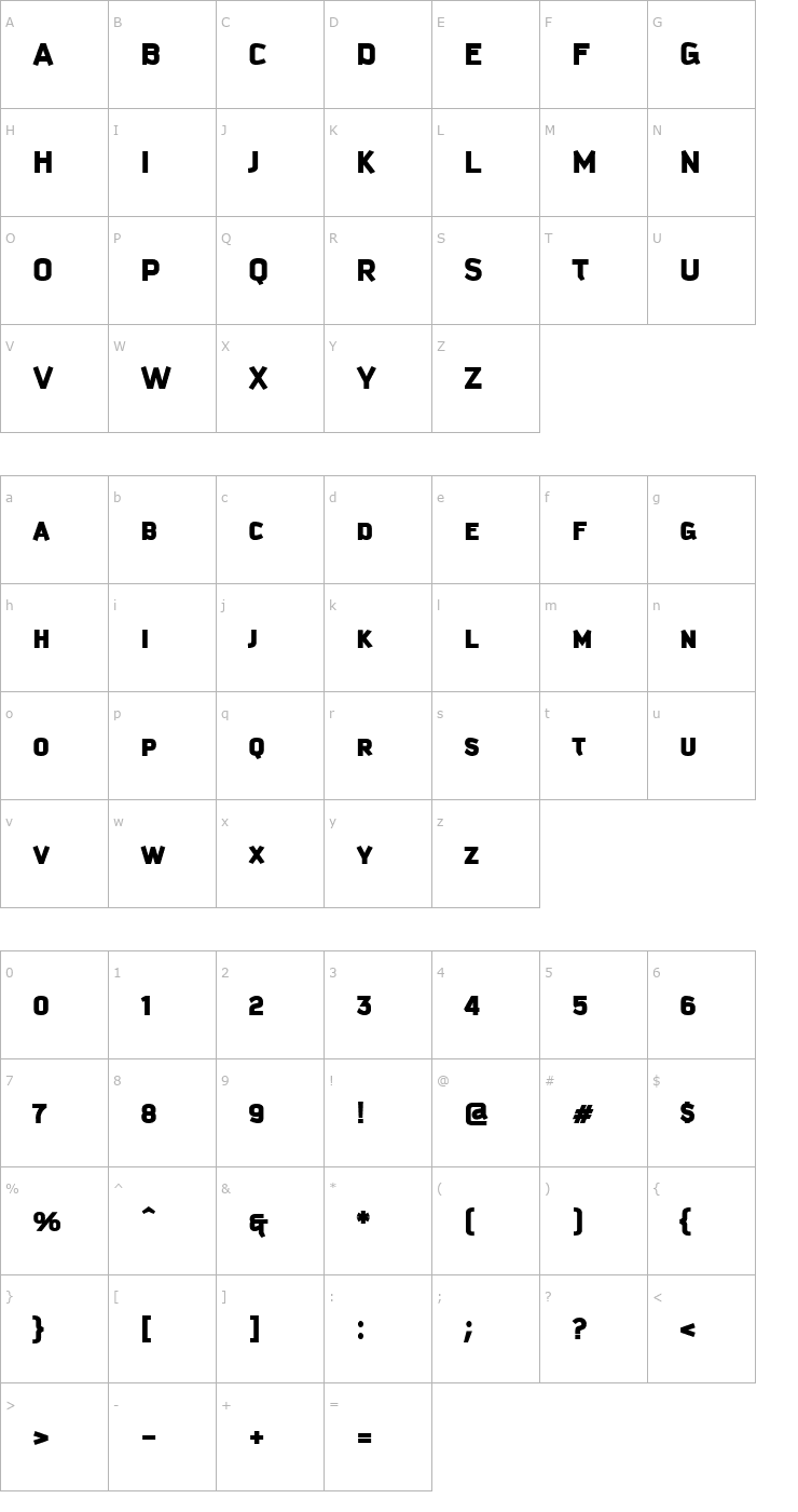 Character Map Kautiva Caps Black Font