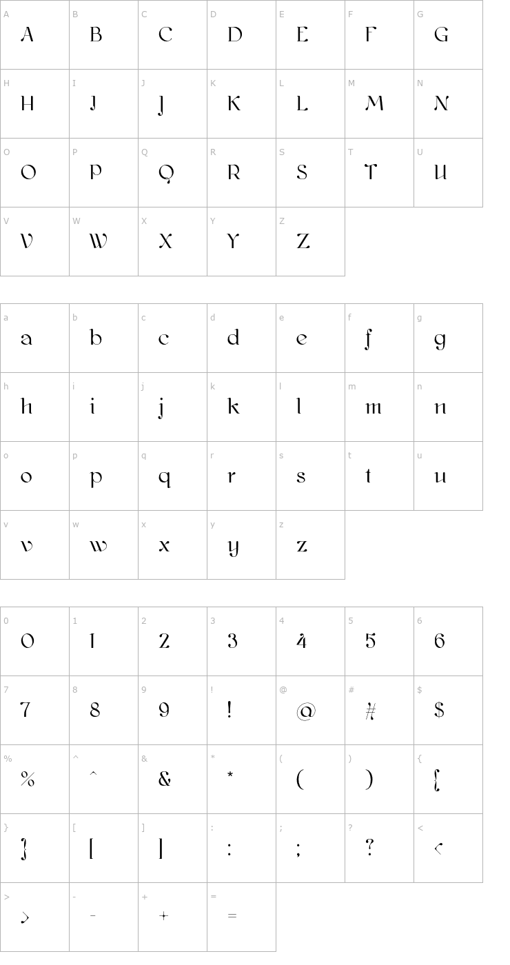 Character Map kawoszeh OTF Font