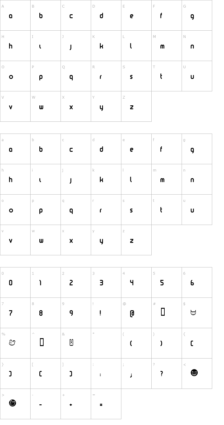 Character Map kazoo Font