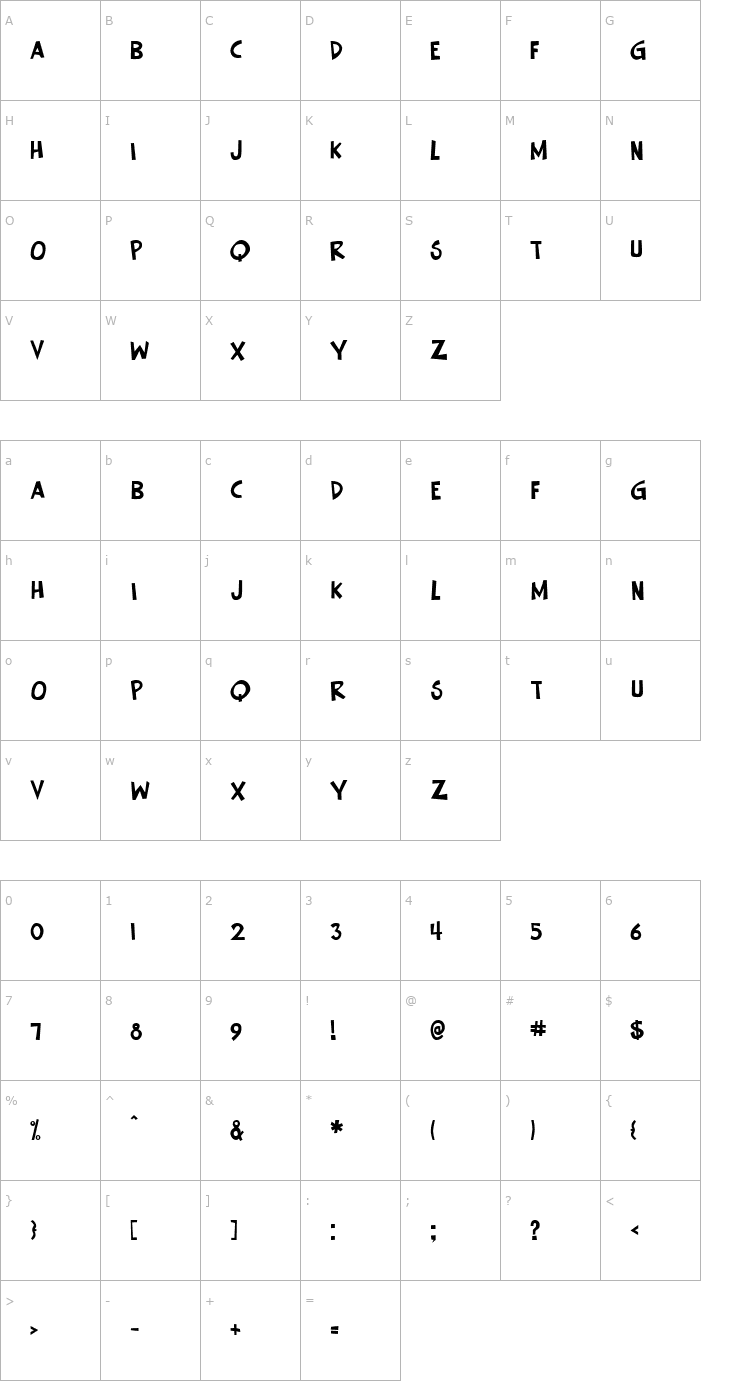 Character Map Keener Font