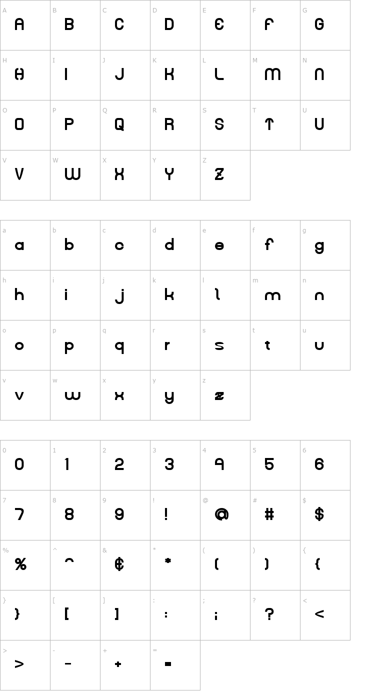 Character Map Kelly Bold Font