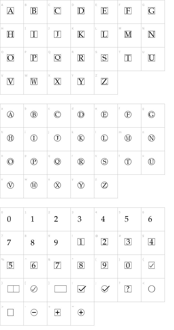 Character Map Kensington Regular Font