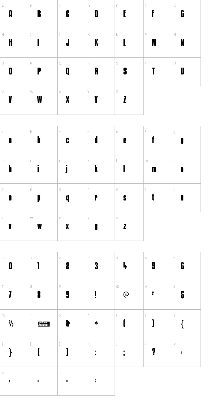 Character Map Kenyan Coffee Bold Font