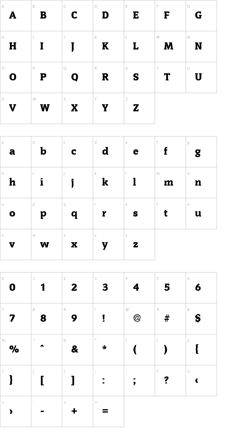 Character Map KevinBecker-Heavy Font