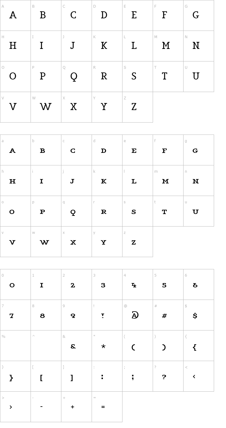 Character Map Key-LightCapitals Font
