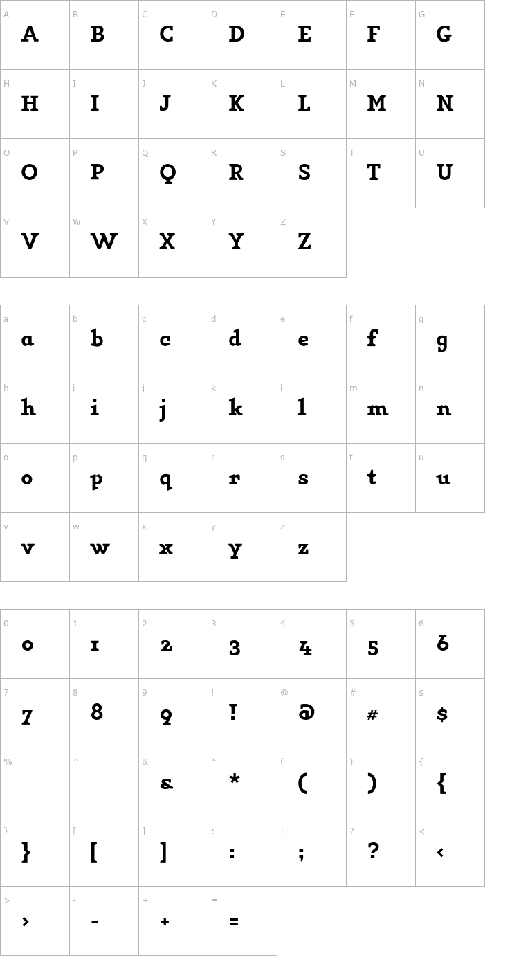 Character Map Key-Medium Font