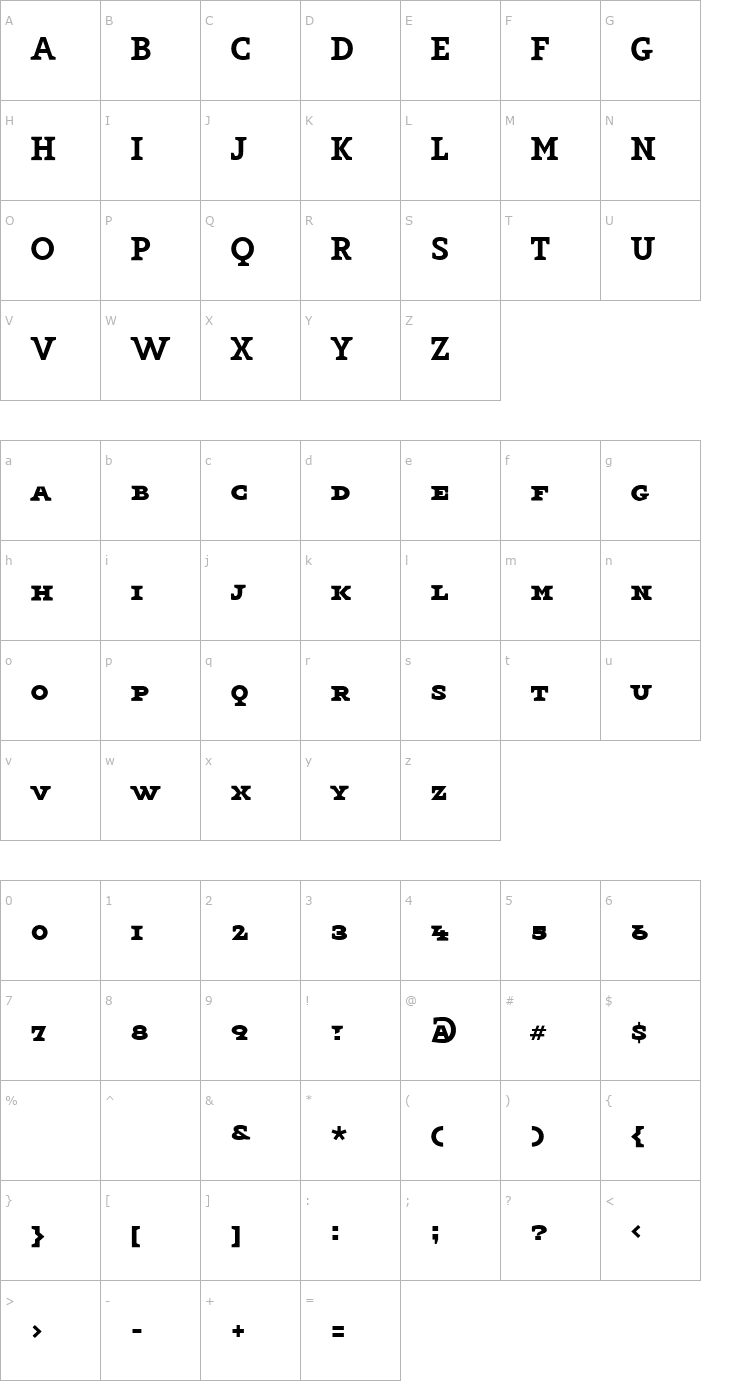 Character Map Key-MediumCapitals Font