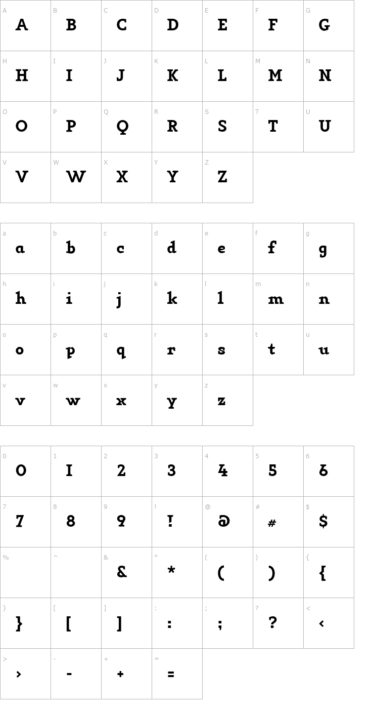 Character Map Key-MediumLiningNumbers Font
