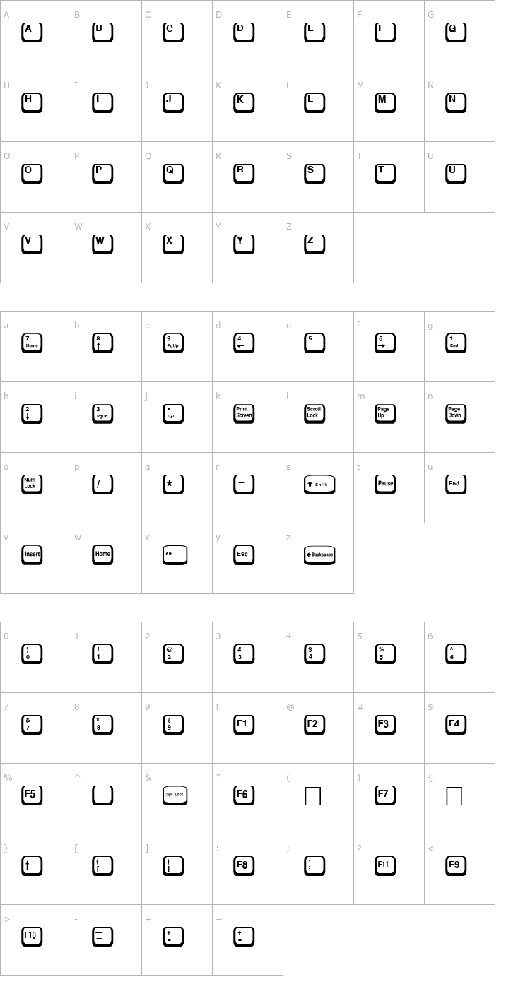 Character Map Key Regular Font