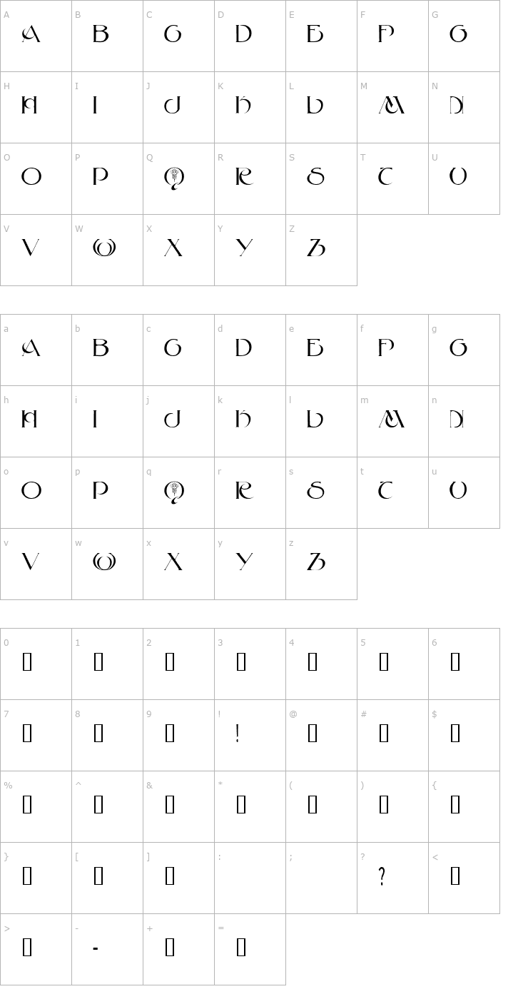 Character Map Key West Font