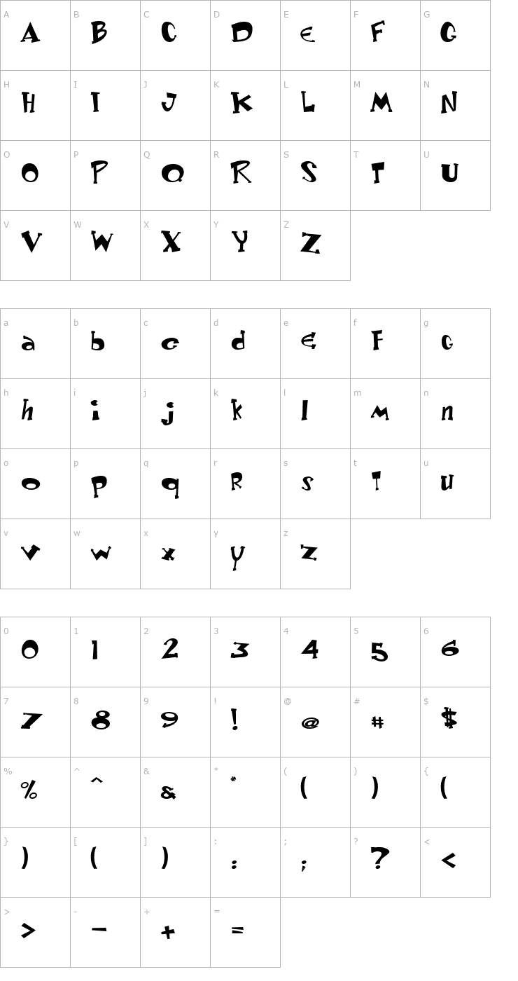 Character Map Keyster Font