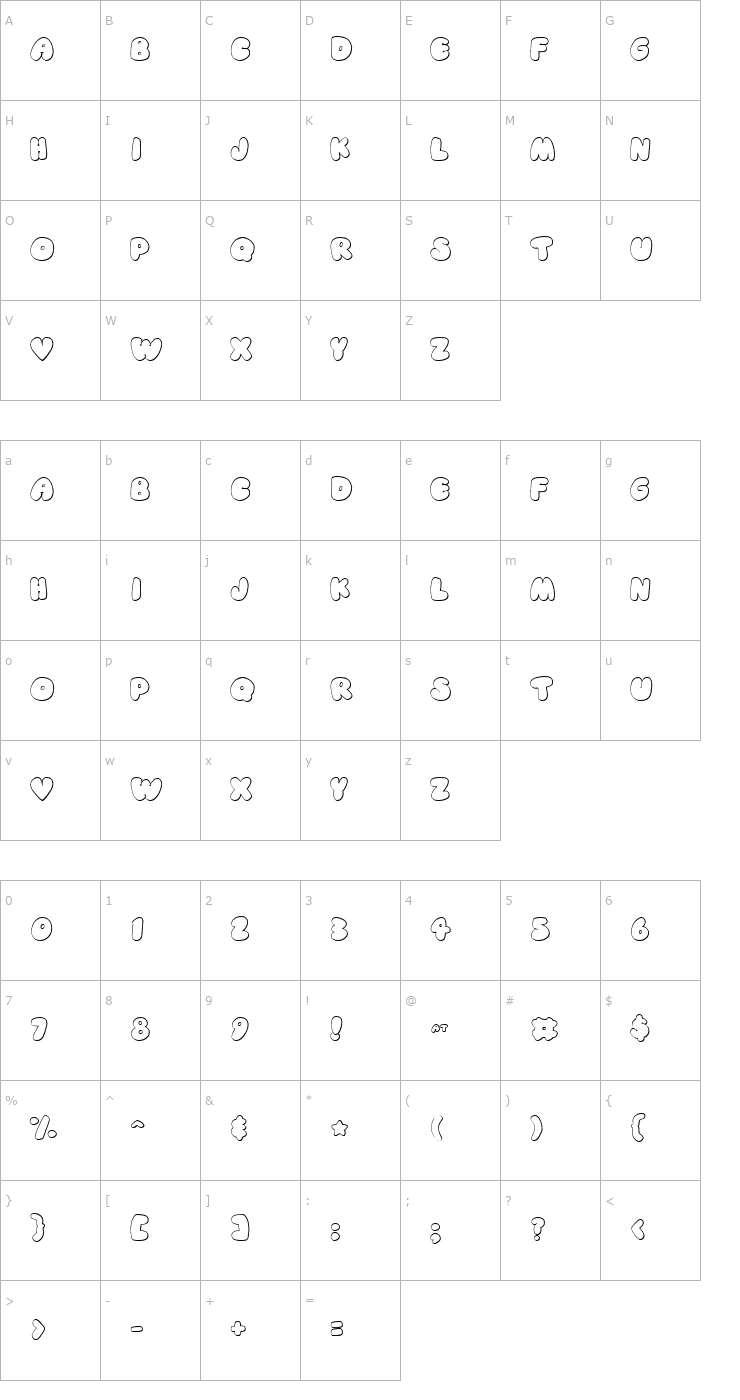 Character Map KF Puff Font