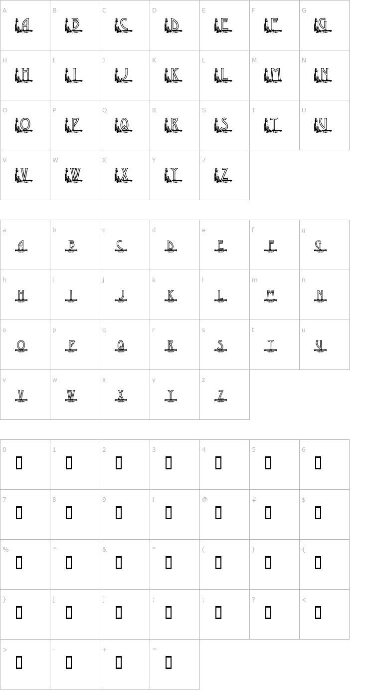 Character Map KG GAYLES LH Font