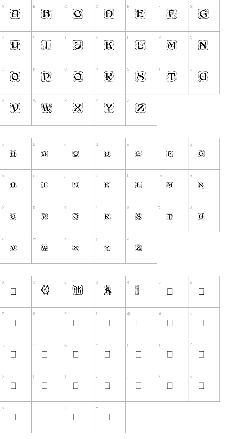 Character Map Khachaturian Capitals Font