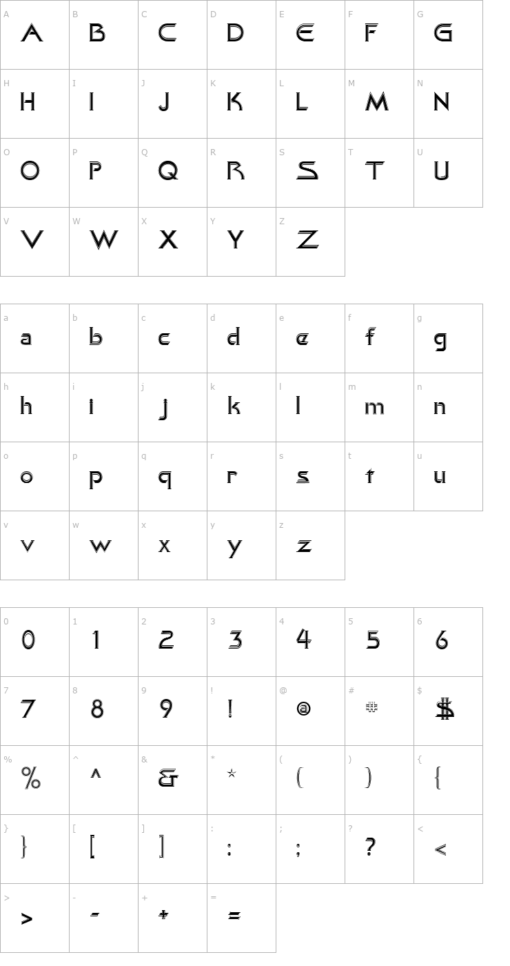 Character Map Khan AlreadyFilled Font