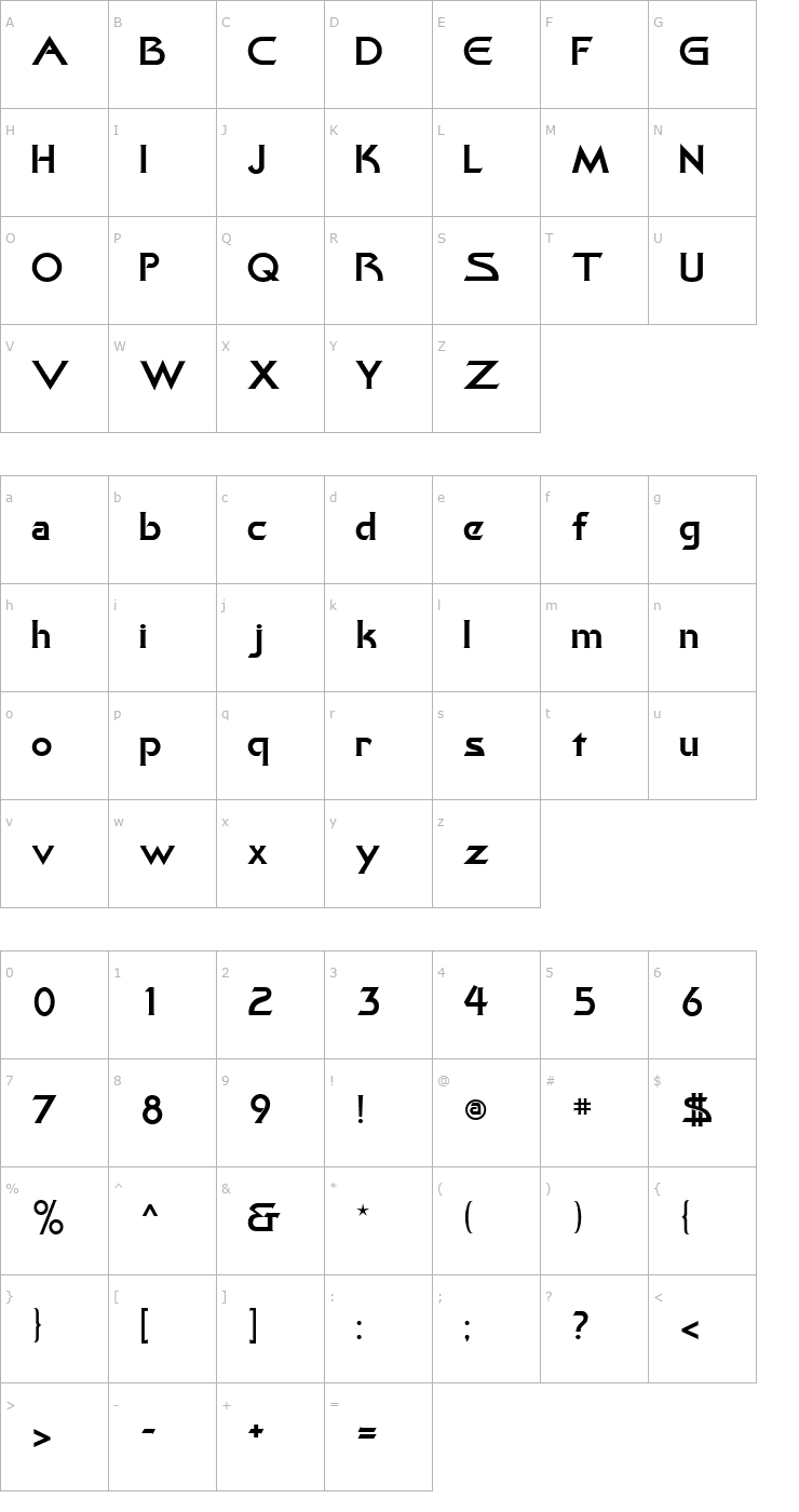 Character Map Khan Bold Font