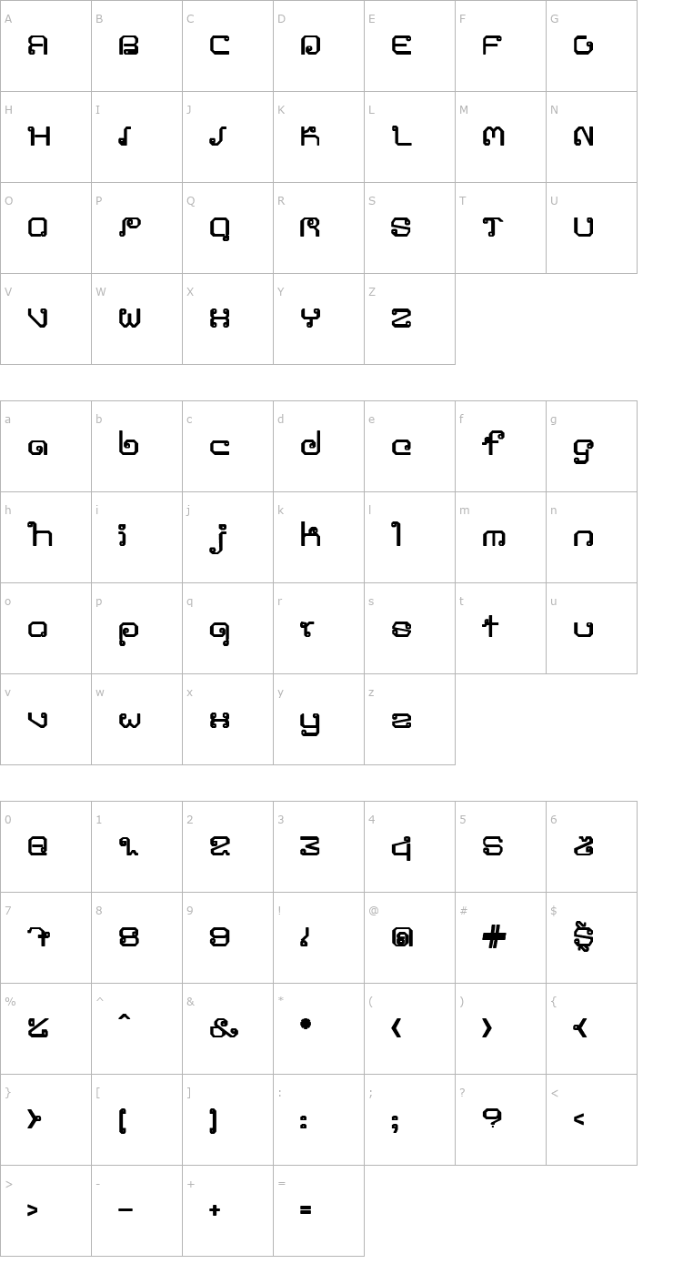 Character Map Khmer Bold Font