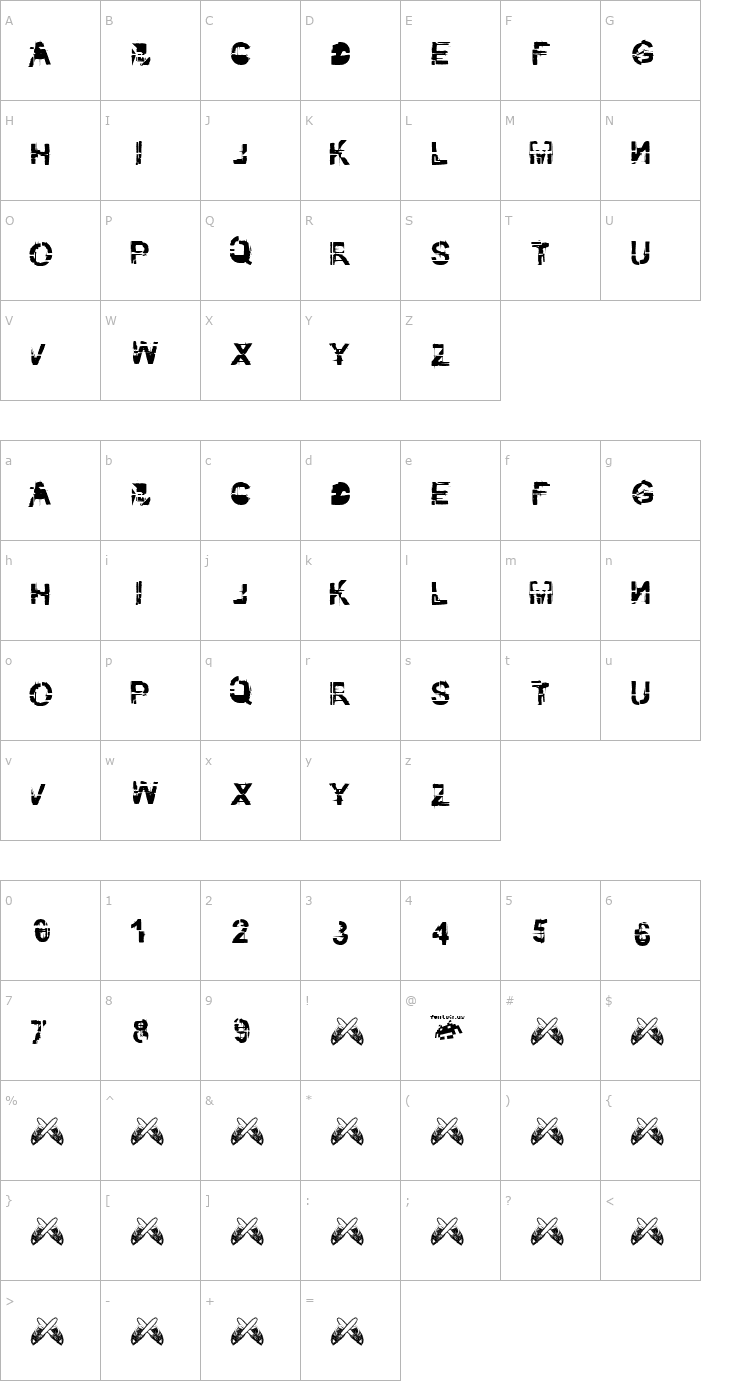 Character Map Kibblez no bitz Font