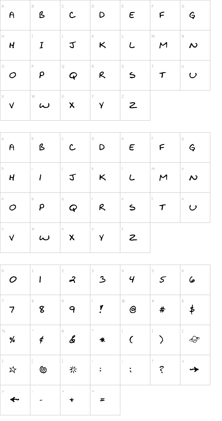 Character Map Kibby Bold Font