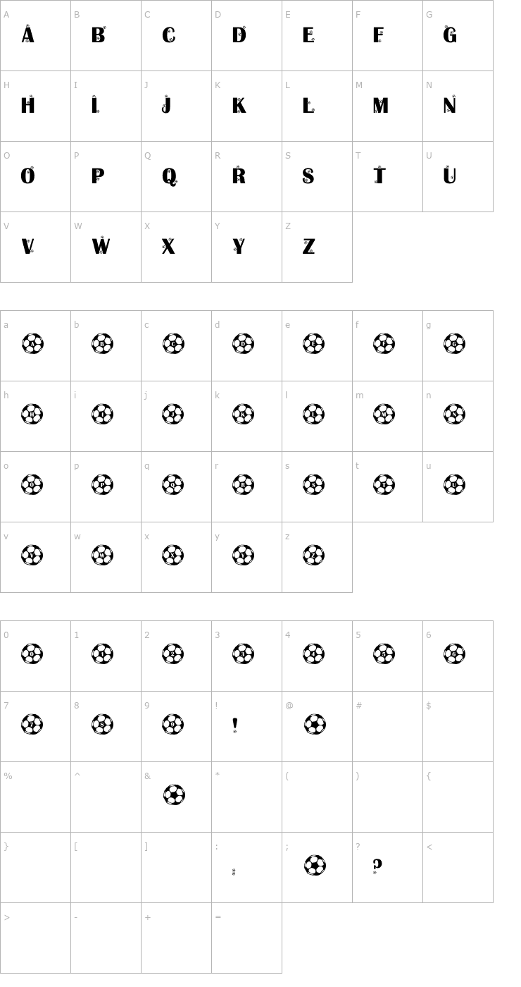 Character Map Kick Off Font