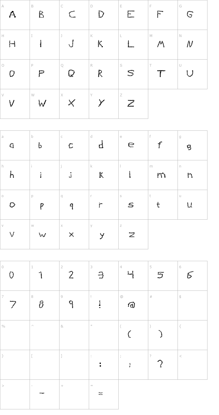 Character Map KiddieGrinder Font