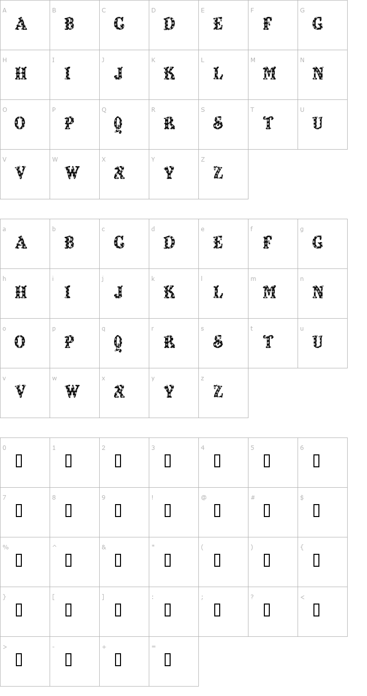 Character Map Kiddy Flakey Font