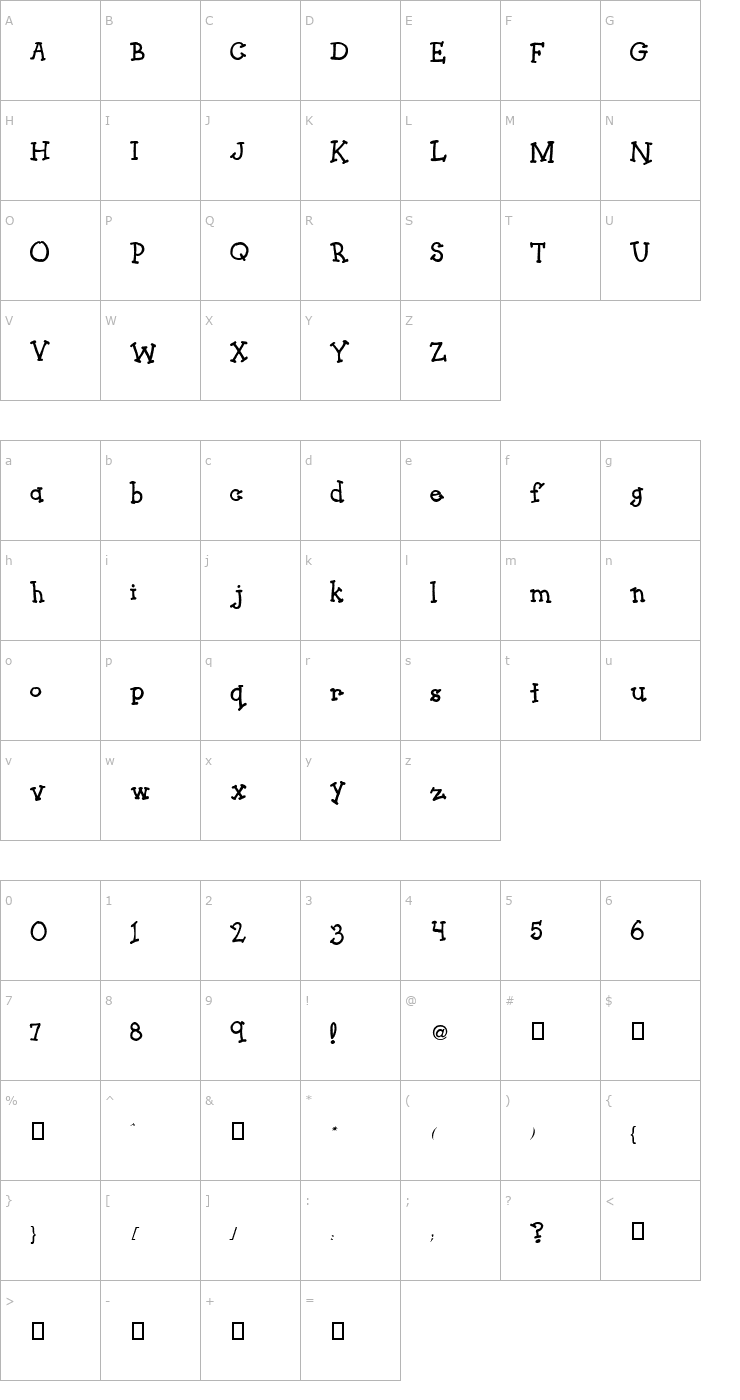 Character Map Kids4Fun Font