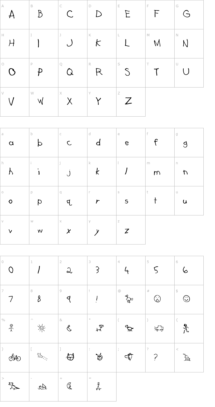 Character Map KidScript Font