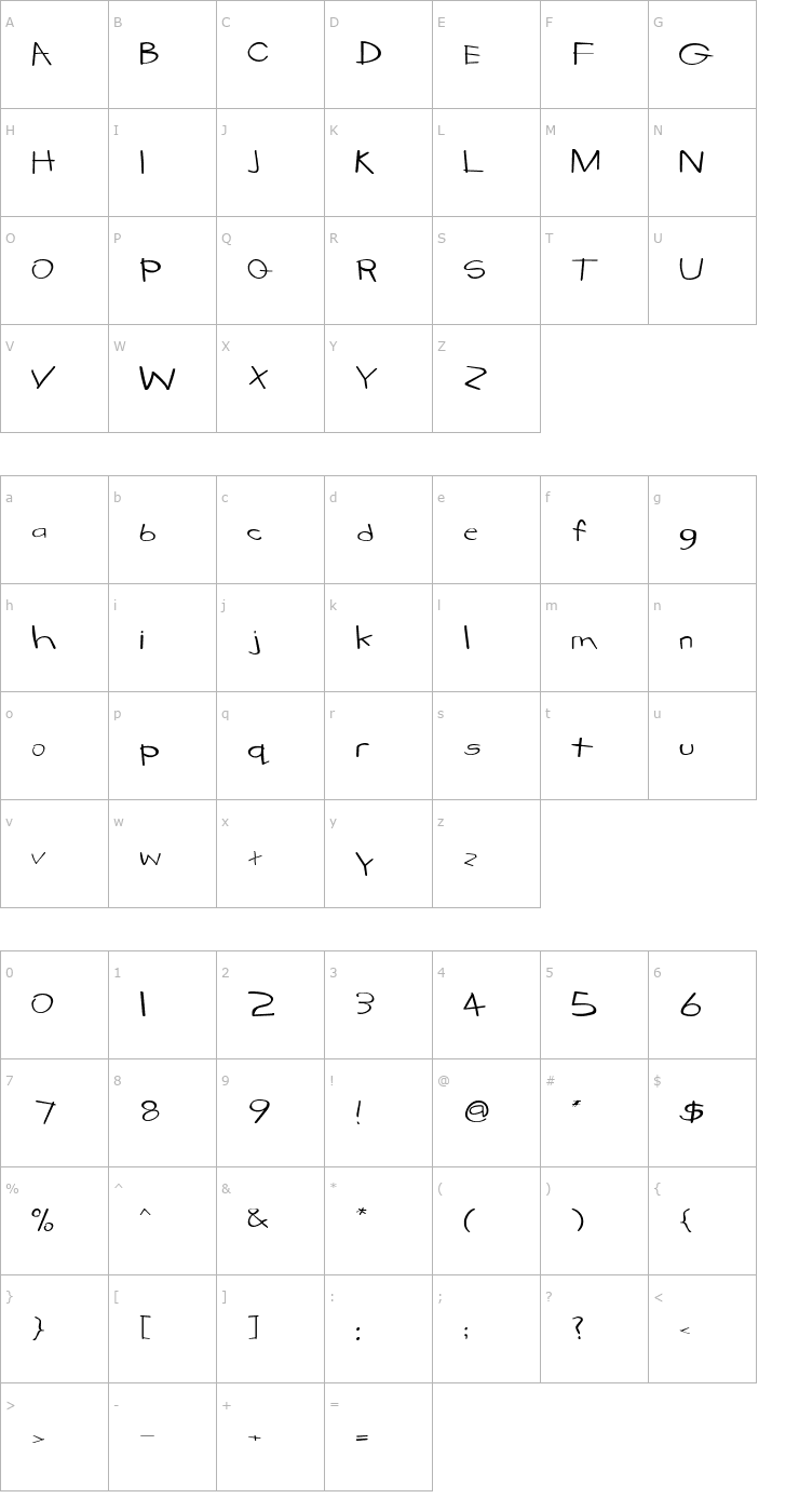 Character Map KidstuffExtended Font