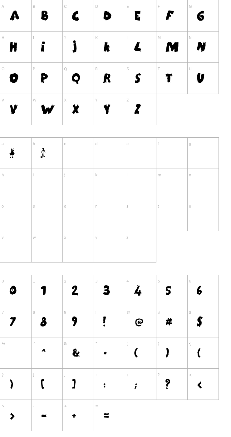 Character Map Kidy-CapsBlack Font