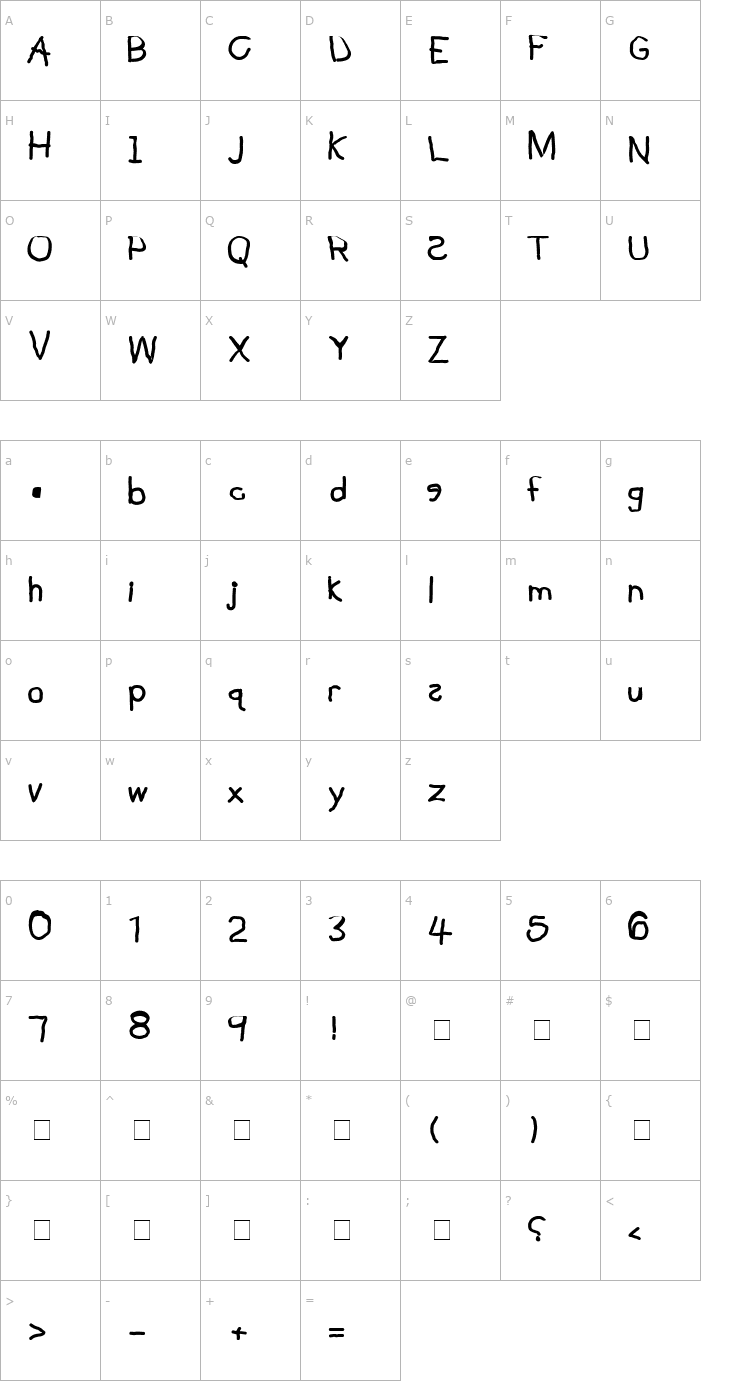 Character Map Kidz Font