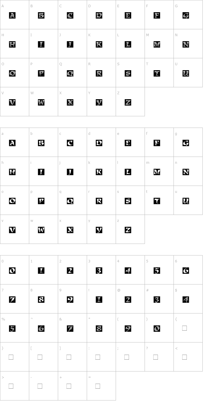 Character Map KigaliBlock Font