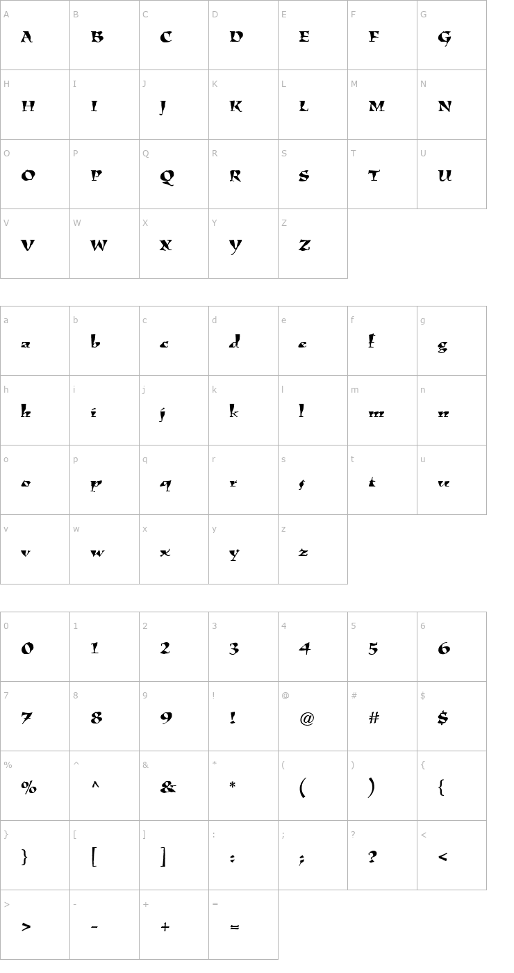 Character Map KigaliLx Font