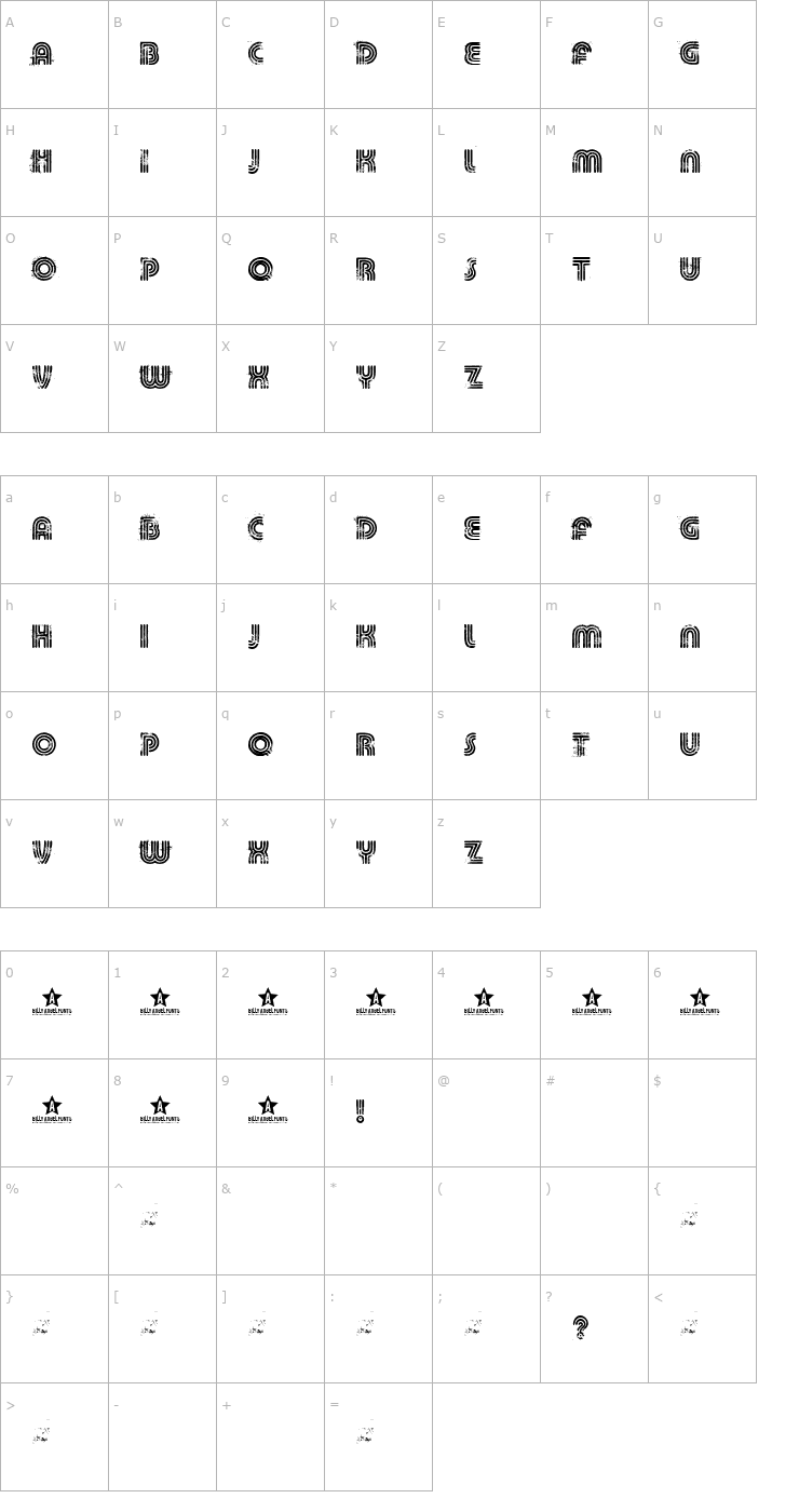 Character Map Killed DJ Font