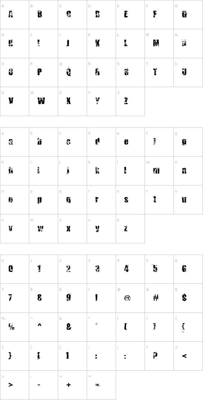 Character Map KillerAnts Font